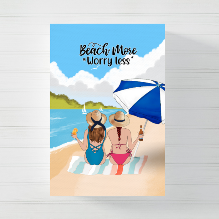 Personalized Canvas/Poster, Besties On The Beach, Gift for Beach Sisters Friends