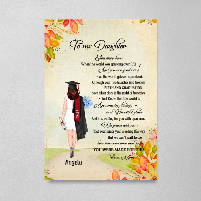 Personalized Canvas/ Poster, To My Senior Daughter, Graduating In A Pandemic, Custom Gift for Graduation