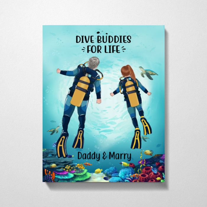 Dive Buddies for Life - Personalized Gifts Custom Family Canvas for Daughter, for Dad, Family Gifts