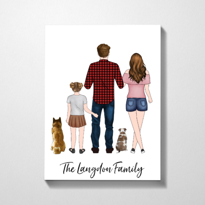Custom Family and Dogs Personalized Premium Canvas Gifts for Family Members
