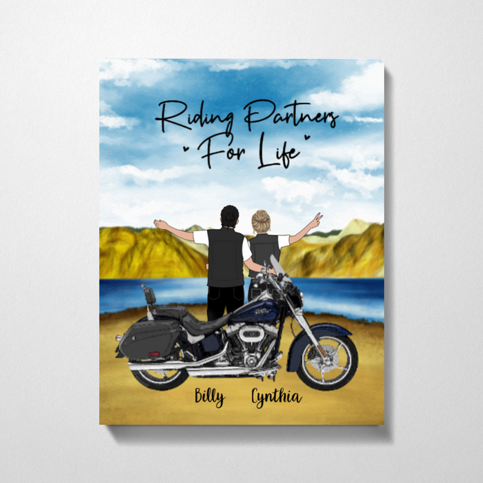 Personalized Canvas, Riding Partners for Life, Custom Gift for Motorcycle Lovers