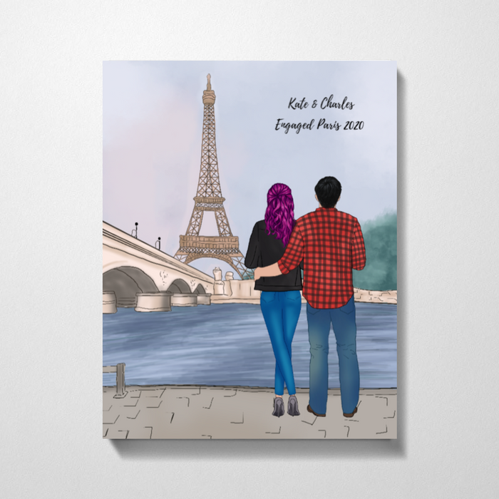 Couple In Paris Premium Canvas