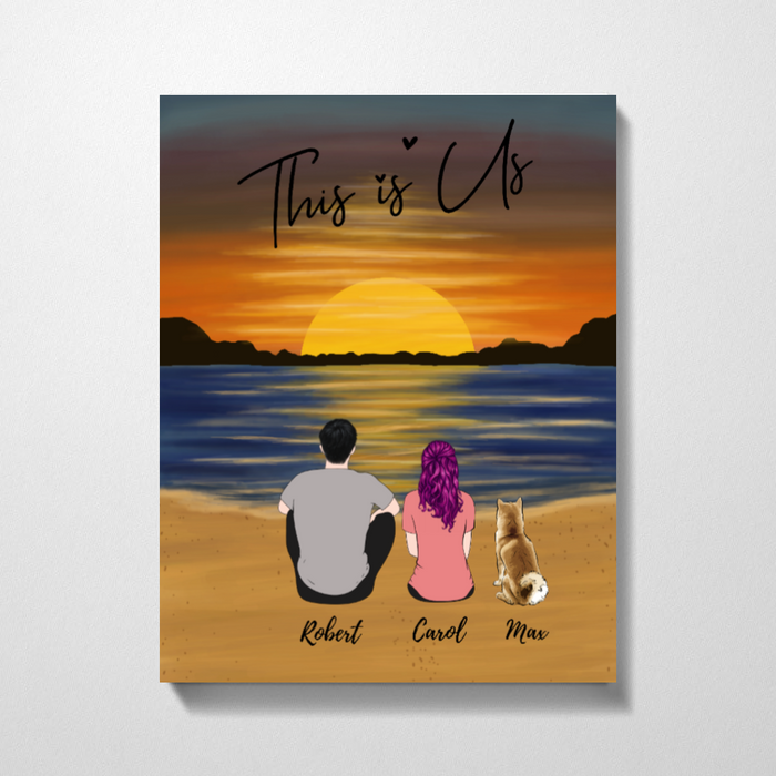 Couple At Sunset Beach Customized Premium Canvas
