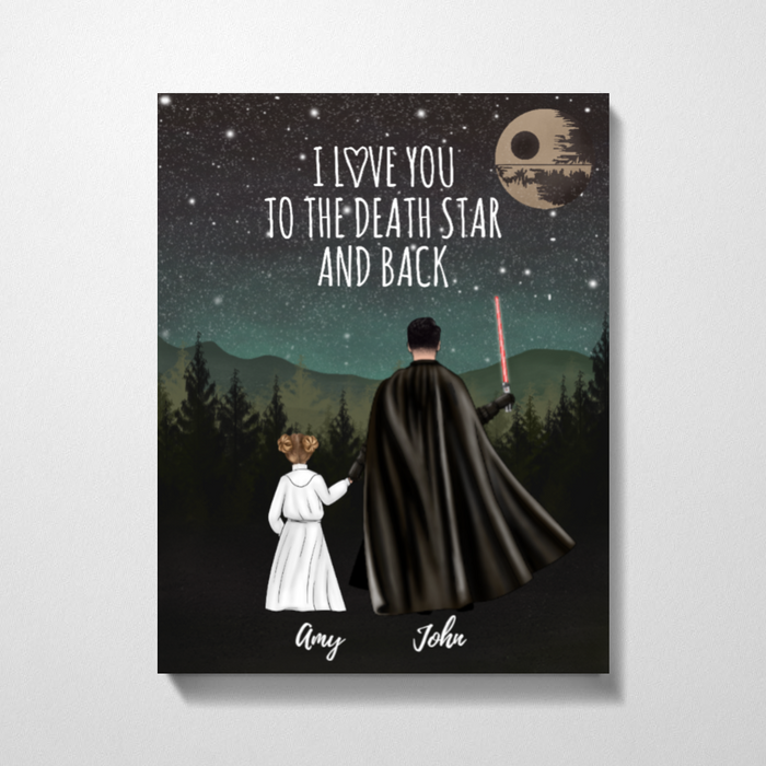 I Love You to the Death Star and Back - Personalized Gifts Custom Family Canvas for Dad, Family Gifts