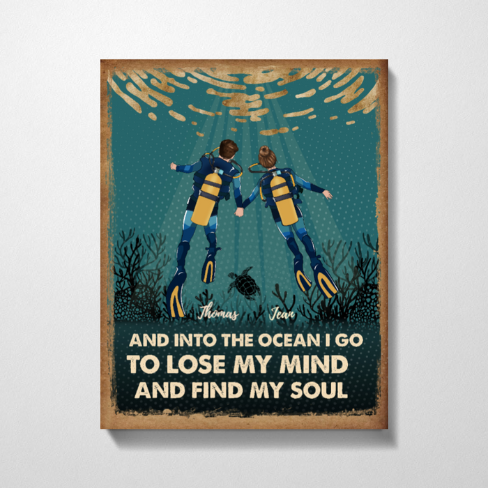 Personalized Canvas - Scuba Diving Couple - To Lose My Mind and Find My Soul - Gifts For Diving Lovers