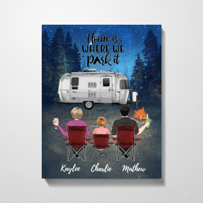 Personalized Canvas, Camping Family Sitting On Chair Gift for Campers