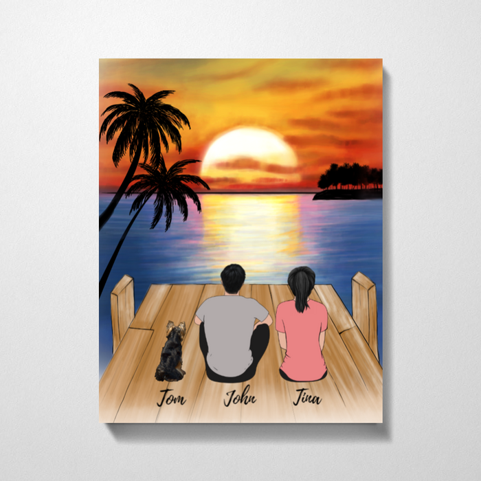 Sunset On River Couple Premium Canvas