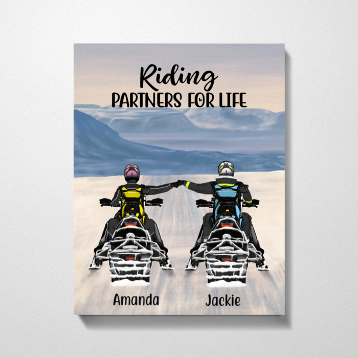 Personalized Canvas, Snowmobiling Couple, Gifts for Snowmobilers, Snowmobiling Gifts