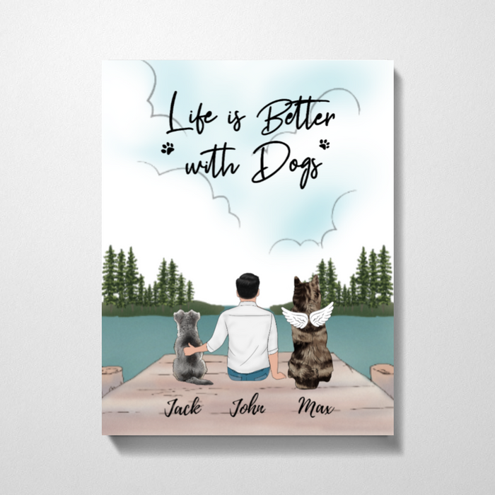 Custom Man and Dogs Premium Canvas Personalized Gift for Dog Lovers