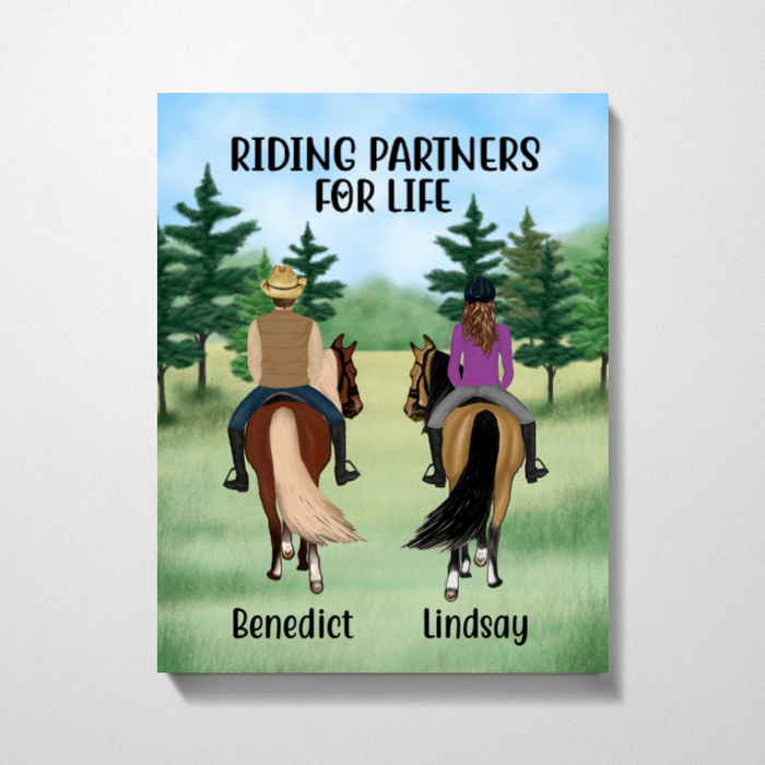 Personalized Canvas, Horse Riding Couple, Custom Gift for Valentine's Day