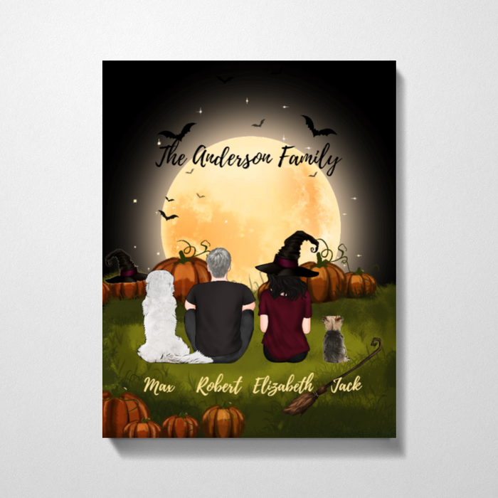 Custom Halloween Couple Dogs Lovers Premium Canvas Personalized Gift for Halloween