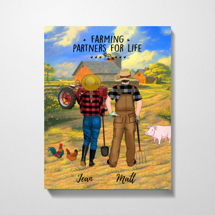 Personalized Canvas, Farming Partners for Life with Tractor Changeable Gift for Farmers