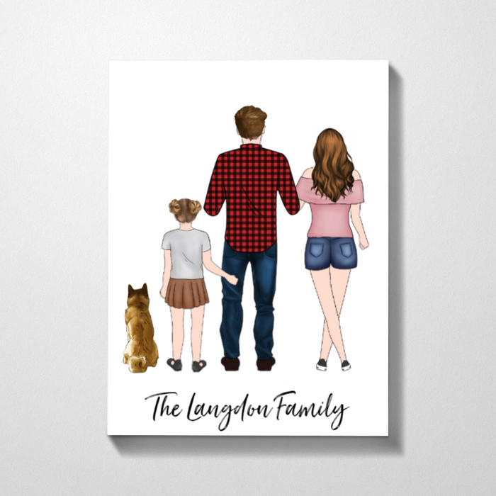 Custom Family and Dog Personalized Premium Canvas Gifts for Family Members