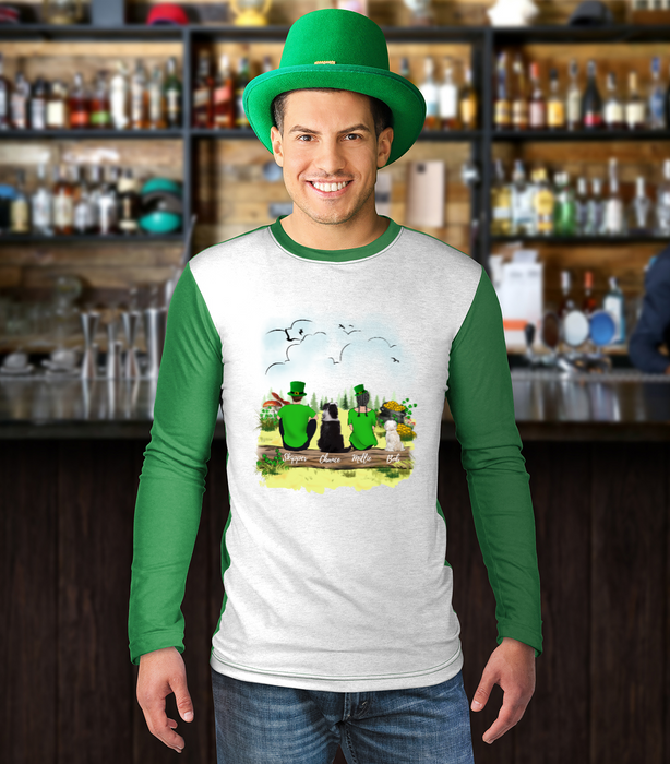 Happy St Patrick's Day - Man Woman and Dogs - Personalized Shirt