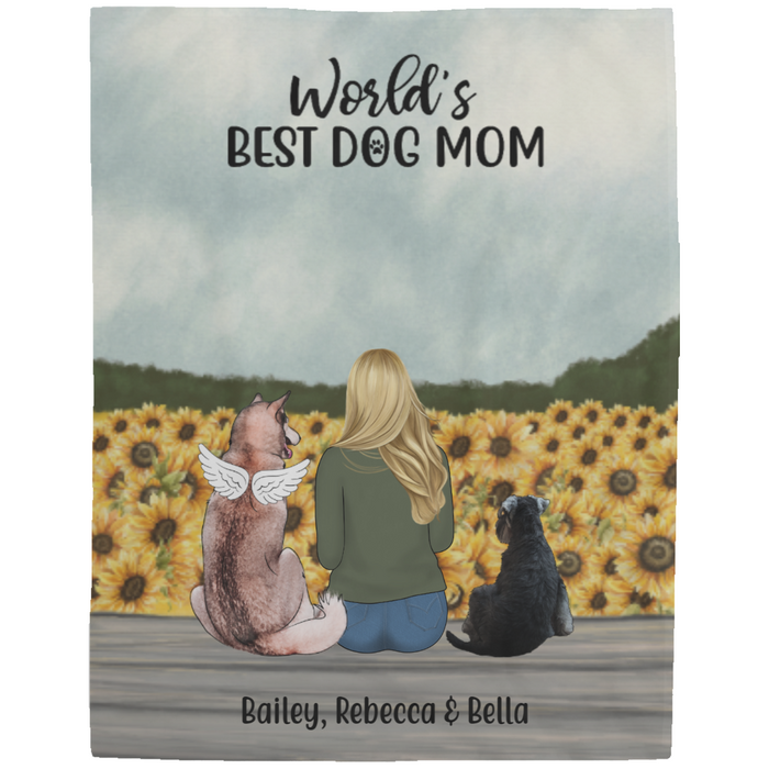 Woman and Dogs - Personalized Gifts Custom Blanket for Dog Mom