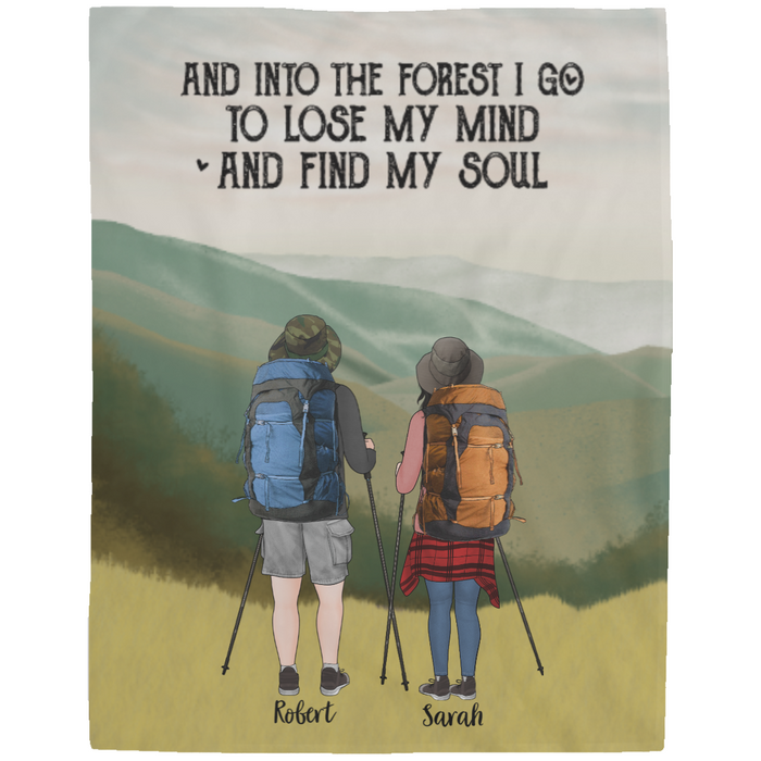 Personalized Blanket, Hiking Couple, Friends Partners Gift for Hiking Lovers