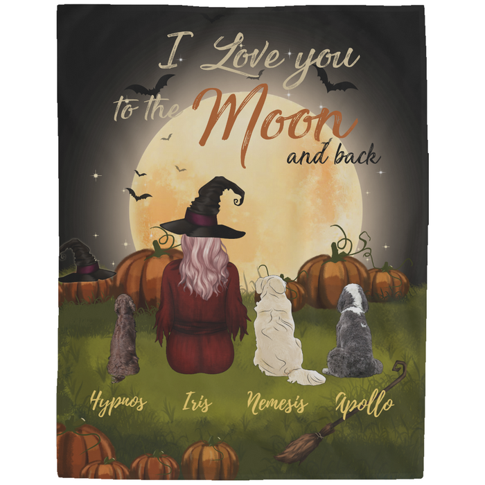 Personalized Blanket, Custom Girl with Dogs, Halloween Gifts
