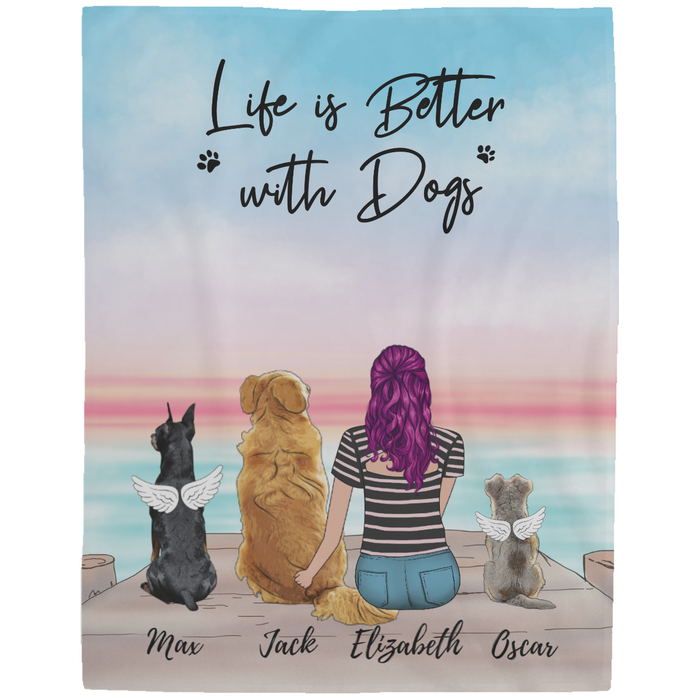 Life Is Better with Dogs - Personalized Gifts Custom Dog Blanket for Dog Mom, Dog Lovers