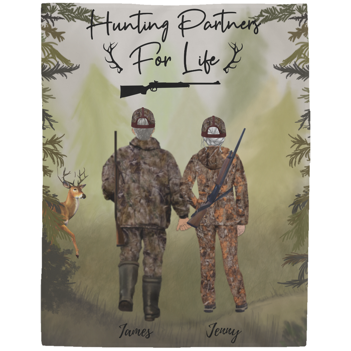 Personalized Blanket, Hunting Partner for Life, Hunting Couple Gifts, Gift for Hunters