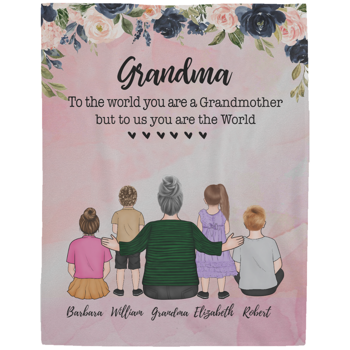 Grandma and Grandchildren - Personalized Gifts Custom Blanket for Grandchildren