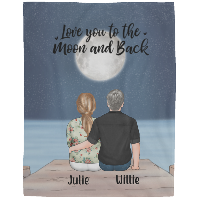 Love You to the Moon - Mother's Day Personalized Gifts Custom Blanket for Mom