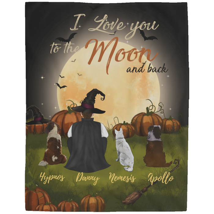 Personalized Blanket, Custom Boy with Dogs, Halloween Gifts